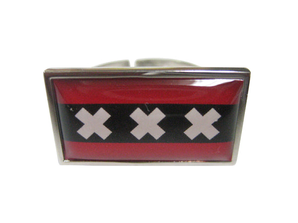 Thin Bordered Amsterdam Flag Adjustable Size Fashion Ring