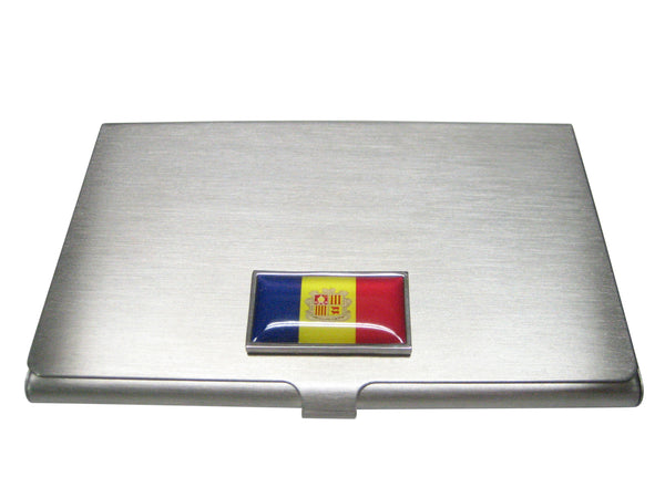 Thin Bordered Andorra Flag Business Card Holder