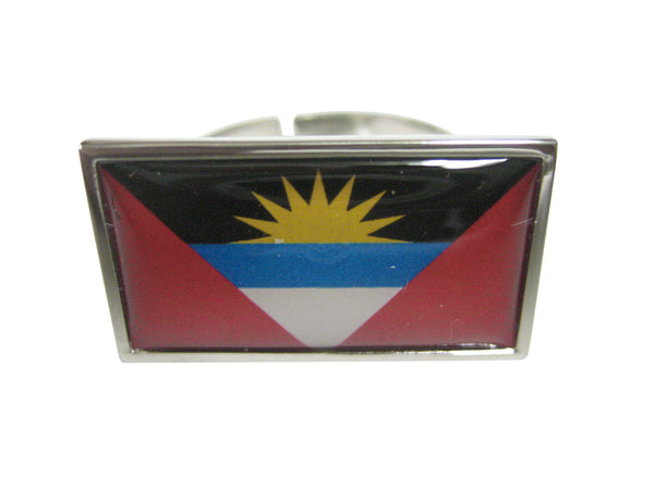Thin Bordered Antigua and Barbuda Flag Adjustable Size Fashion Ring