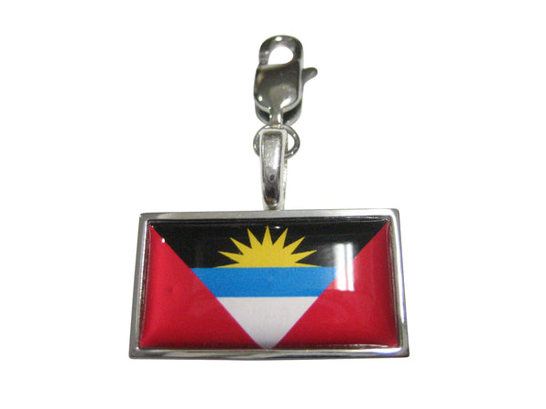 Thin Bordered Antigua and Barbuda Flag Pendant Zipper Pull Charm