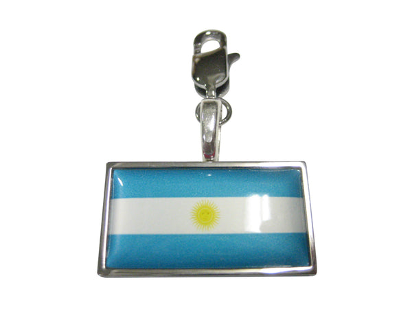 Thin Bordered Argentina Flag Pendant Zipper Pull Charm