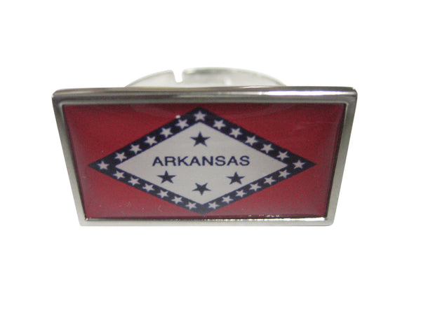 Thin Bordered Arkansas State Flag Adjustable Size Fashion Ring