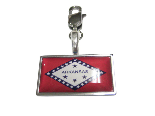 Thin Bordered Arkansas State Flag Pendant Zipper Pull Charm