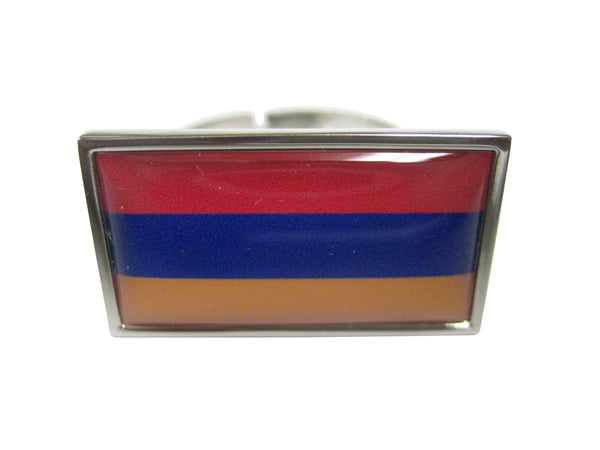 Thin Bordered Armenia Flag Adjustable Size Fashion Ring