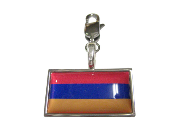 Thin Bordered Armenia Flag Pendant Zipper Pull Charm
