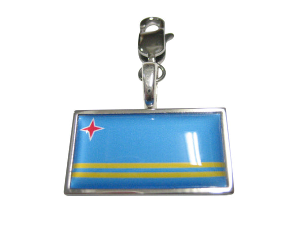 Thin Bordered Aruba Flag Pendant Zipper Pull Charm