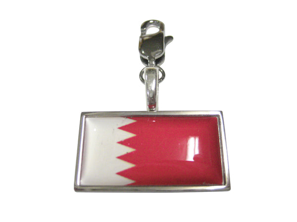 Thin Bordered Bahrain Flag Pendant Zipper Pull Charm