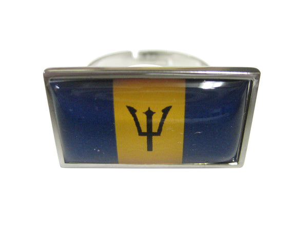 Thin Bordered Barbados Flag Adjustable Size Fashion Ring