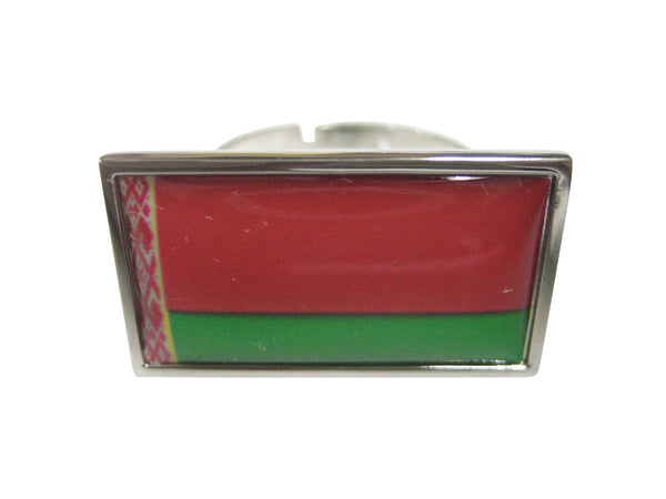 Thin Bordered Belarus Flag Adjustable Size Fashion Ring