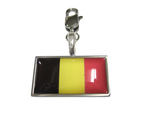 Thin Bordered Belgium Flag Pendant Zipper Pull Charm