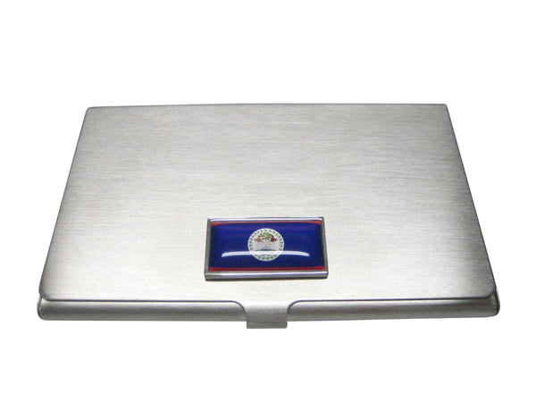 Thin Bordered Belize Flag Business Card Holder