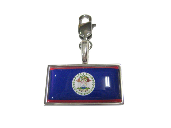 Thin Bordered Belize Flag Pendant Zipper Pull Charm