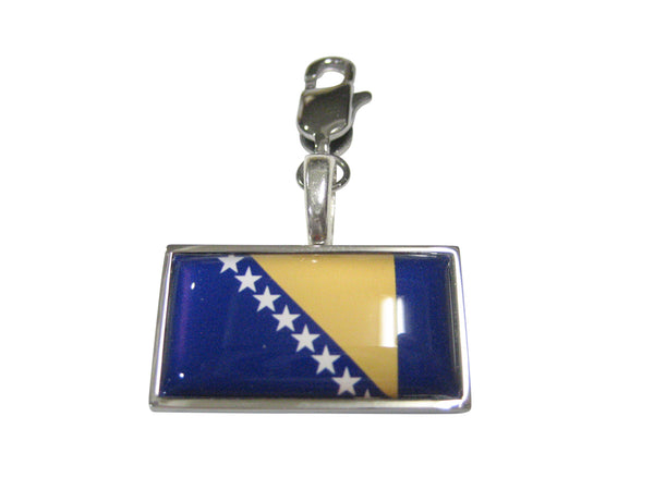 Thin Bordered Bosnia and Herzegovina Flag Pendant Zipper Pull Charm
