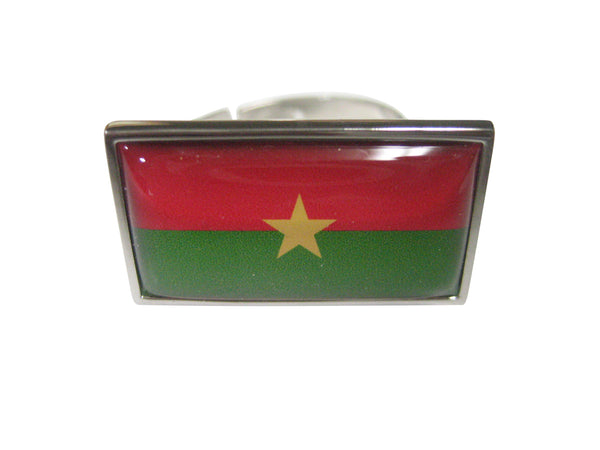 Thin Bordered Burkina Faso Flag Adjustable Size Fashion Ring