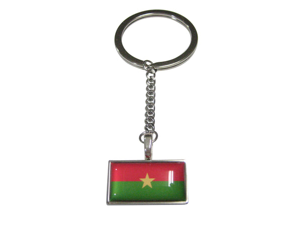 Thin Bordered Burkina Faso Flag Pendant Keychain