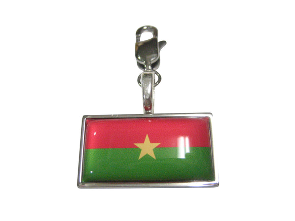 Thin Bordered Burkina Faso Flag Pendant Zipper Pull Charm