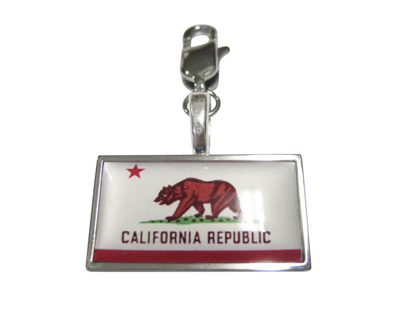 Thin Bordered California State Flag Pendant Zipper Pull Charm