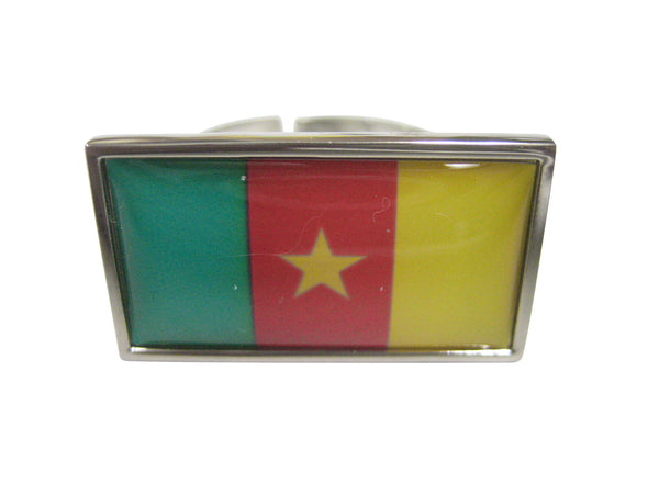 Thin Bordered Cameroon Flag Adjustable Size Fashion Ring