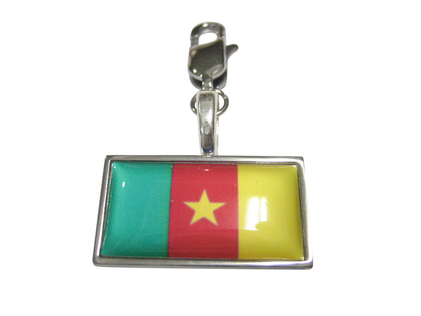 Thin Bordered Cameroon Flag Pendant Zipper Pull Charm