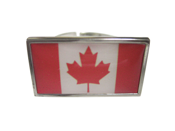 Thin Bordered Canada Flag Adjustable Size Fashion Ring