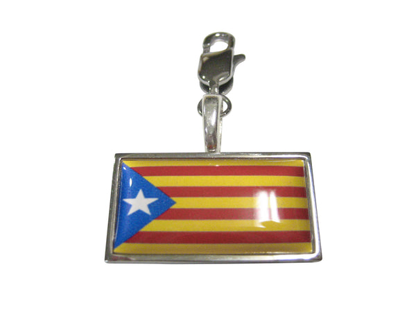 Thin Bordered Catalonia Flag Pendant Zipper Pull Charm