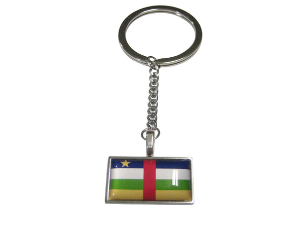 Thin Bordered Central African Republic Flag Pendant Keychain