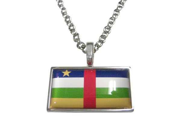 Thin Bordered Central African Republic Flag Pendant Necklace