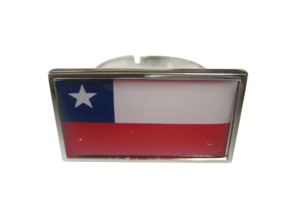 Thin Bordered Chile Flag Adjustable Size Fashion Ring