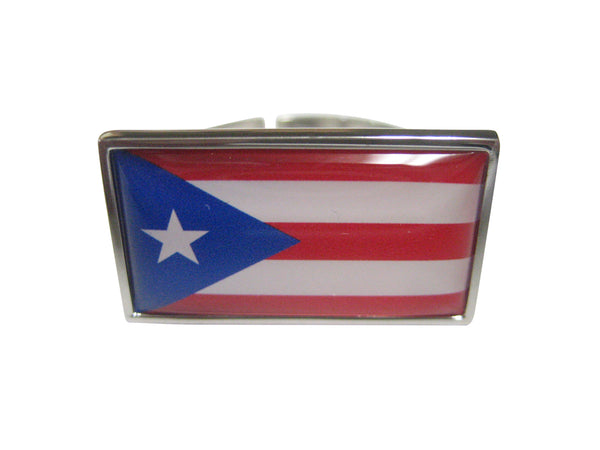 Thin Bordered Commonwealth of Puerto Rico Flag Adjustable Size Fashion Ring
