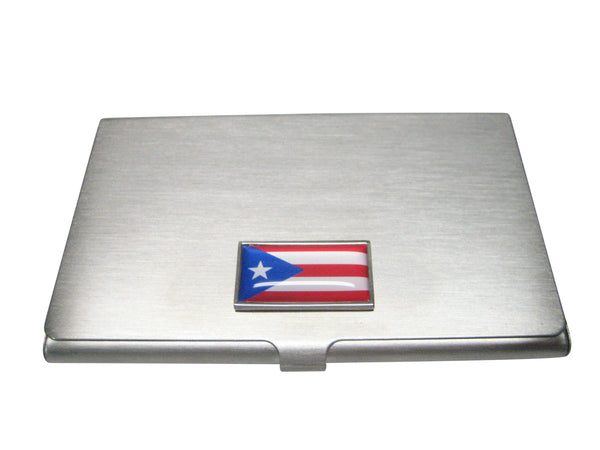 Thin Bordered Commonwealth of Puerto Rico Flag Business Card Holder