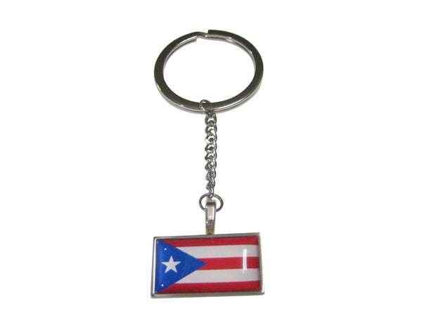 Thin Bordered Commonwealth of Puerto Rico Flag Pendant Keychain
