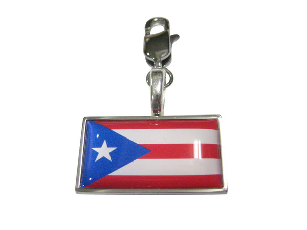 Thin Bordered Commonwealth of Puerto Rico Flag Pendant Zipper Pull Charm