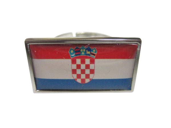 Thin Bordered Croatia Flag Adjustable Size Fashion Ring