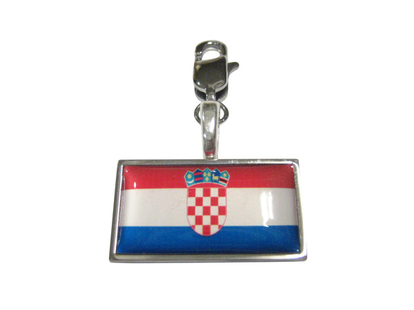 Thin Bordered Croatia Flag Pendant Zipper Pull Charm