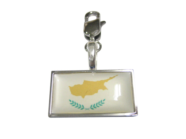 Thin Bordered Cyprus Flag Pendant Zipper Pull Charm