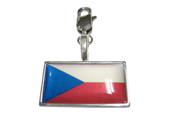Thin Bordered Czech Republic Czechia Flag Pendant Zipper Pull Charm