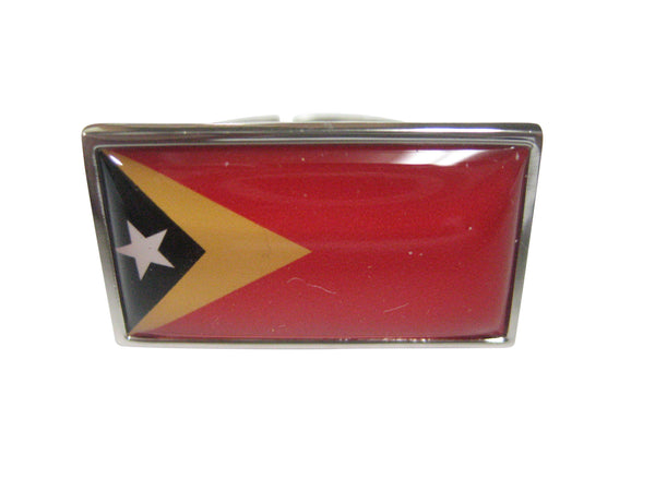 Thin Bordered Democratic Republic of Timor Leste Flag Adjustable Size Fashion Ring
