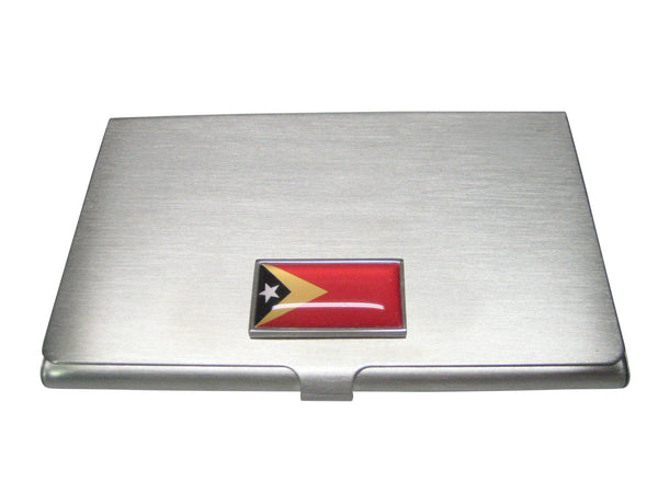 Thin Bordered Democratic Republic of Timor Leste Flag Business Card Holder
