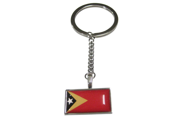 Thin Bordered Democratic Republic of Timor Leste Flag Pendant Keychain