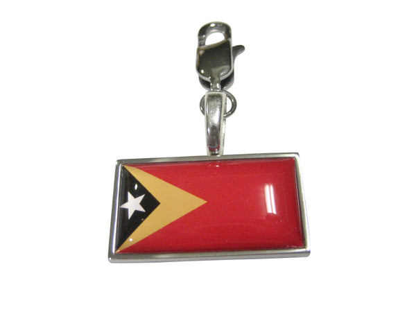 Thin Bordered Democratic Republic of Timor Leste Flag Pendant Zipper Pull Charm