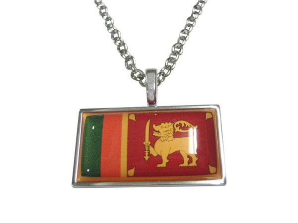 Thin Bordered Democratic Socialist Republic of Sri Lanka Flag Pendant Necklace