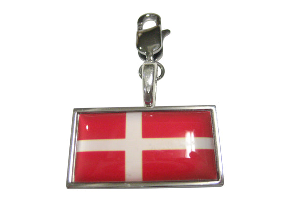 Thin Bordered Denmark Flag Pendant Zipper Pull Charm