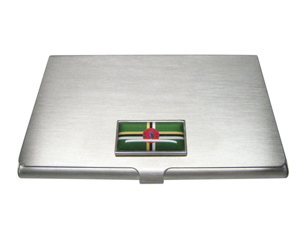 Thin Bordered Dominica Flag Business Card Holder