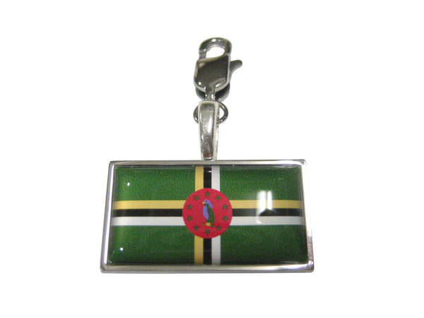 Thin Bordered Dominica Flag Pendant Zipper Pull Charm