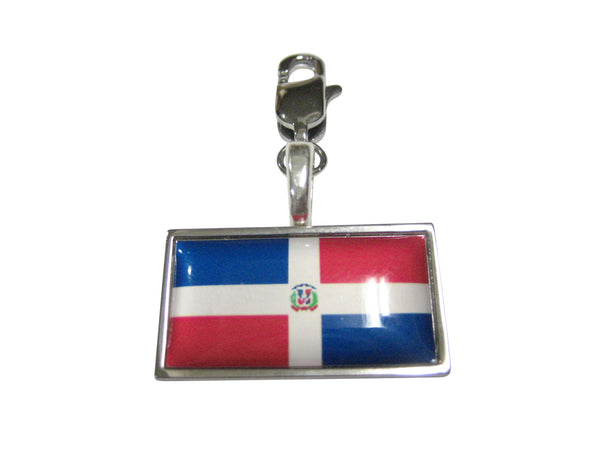 Thin Bordered Dominican Republic Flag Pendant Zipper Pull Charm