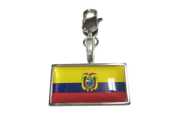 Thin Bordered Ecuador Flag Pendant Zipper Pull Charm