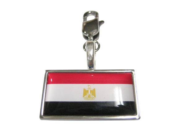 Thin Bordered Egypt Flag Pendant Zipper Pull Charm