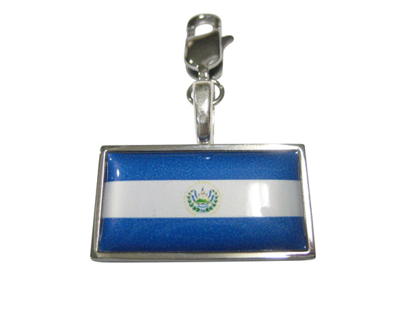 Thin Bordered El Salvador Flag Pendant Zipper Pull Charm