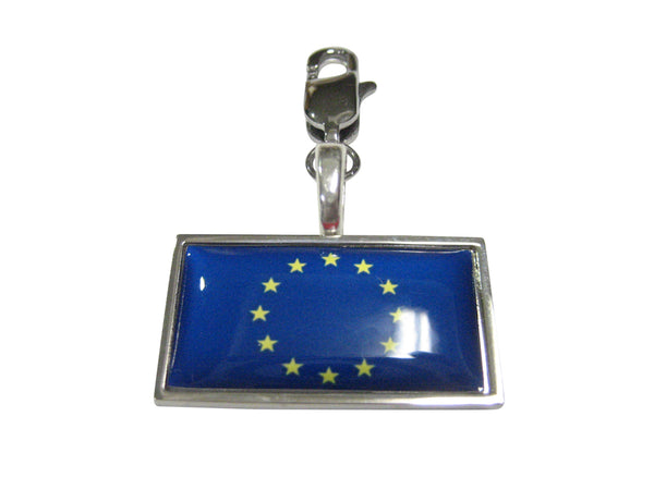 Thin Bordered European Union EU Flag Pendant Zipper Pull Charm