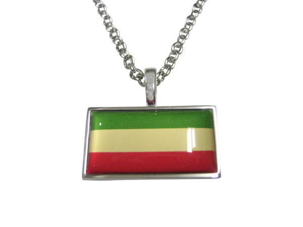 Thin Bordered Federal Democratic Republic of Ethiopia Flag Pendant Necklace